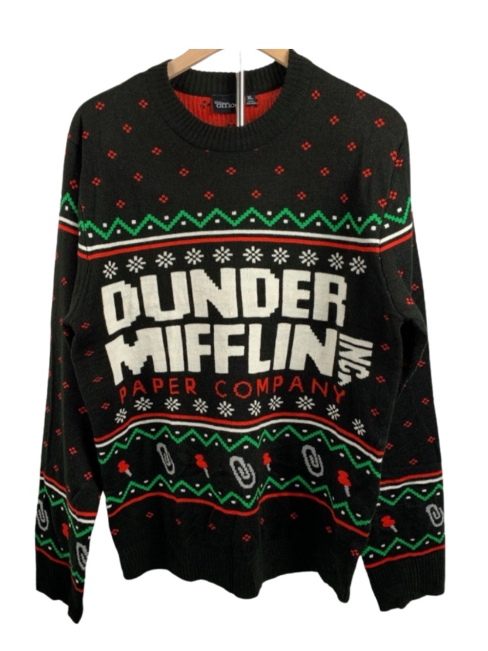 The Office Dunder Mifflin Ugly Crewneck w/ Festive Accents Christmas Sweater XL